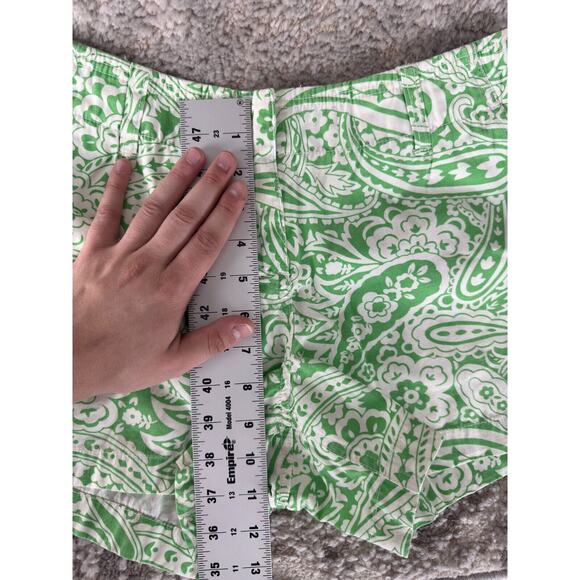 Paraphrase Size 8 100% Cotton Floral Paisley Print Flat Front Shorts Green White - Picture 7 of 12